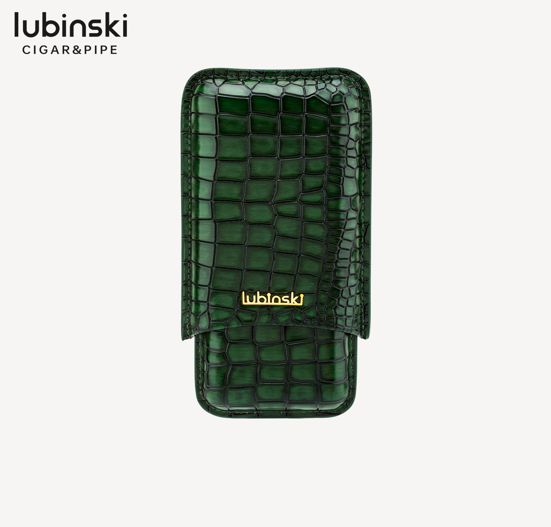 Футляр для трёх сигар Lubinski YJA-50015-GN, зелёный, кожа