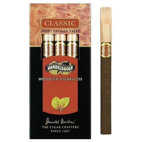 Сигариллы HANDELSGOLD Wood Tip Cigarillos Classic № 416 с деревянным мундштуком